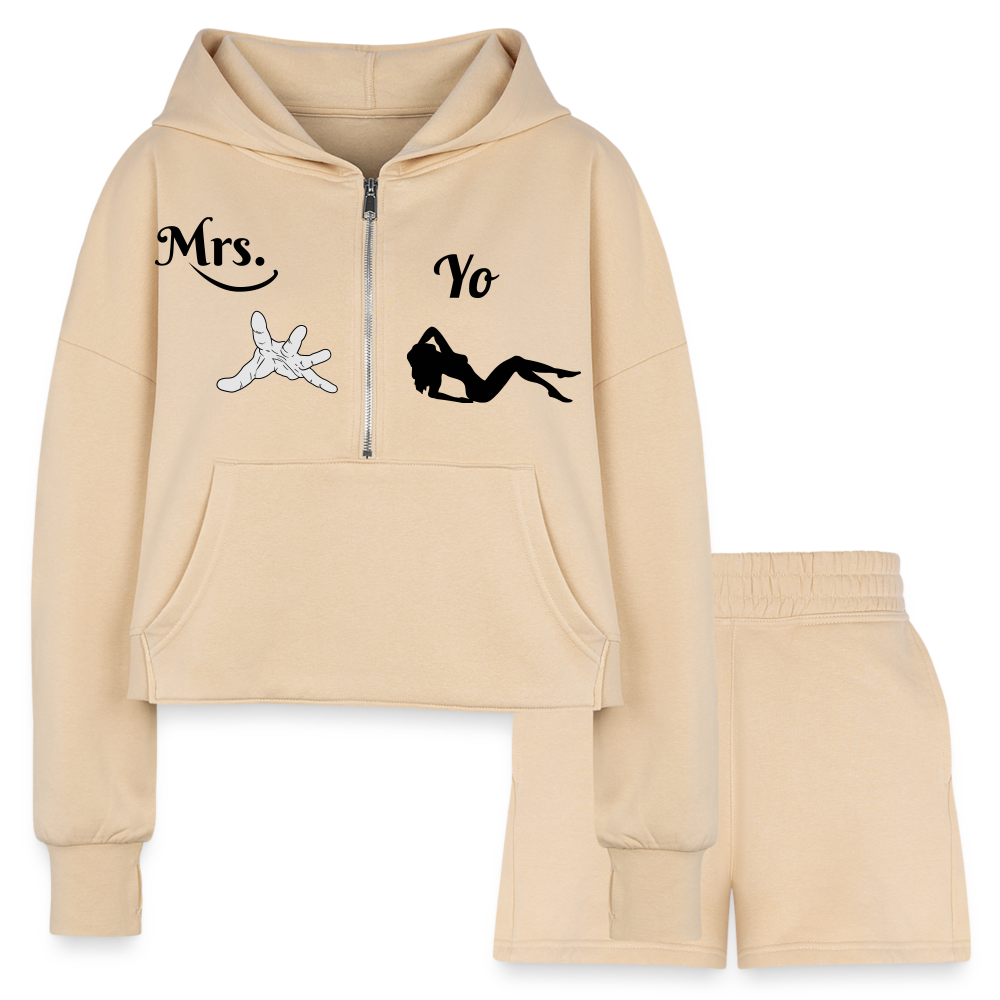 Women’s Cropped Hoodie & Jogger Short Set - nude