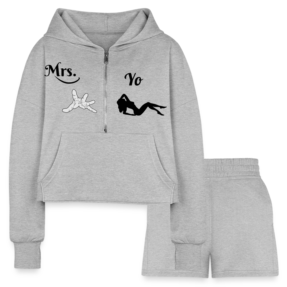 Women’s Cropped Hoodie & Jogger Short Set - heather gray